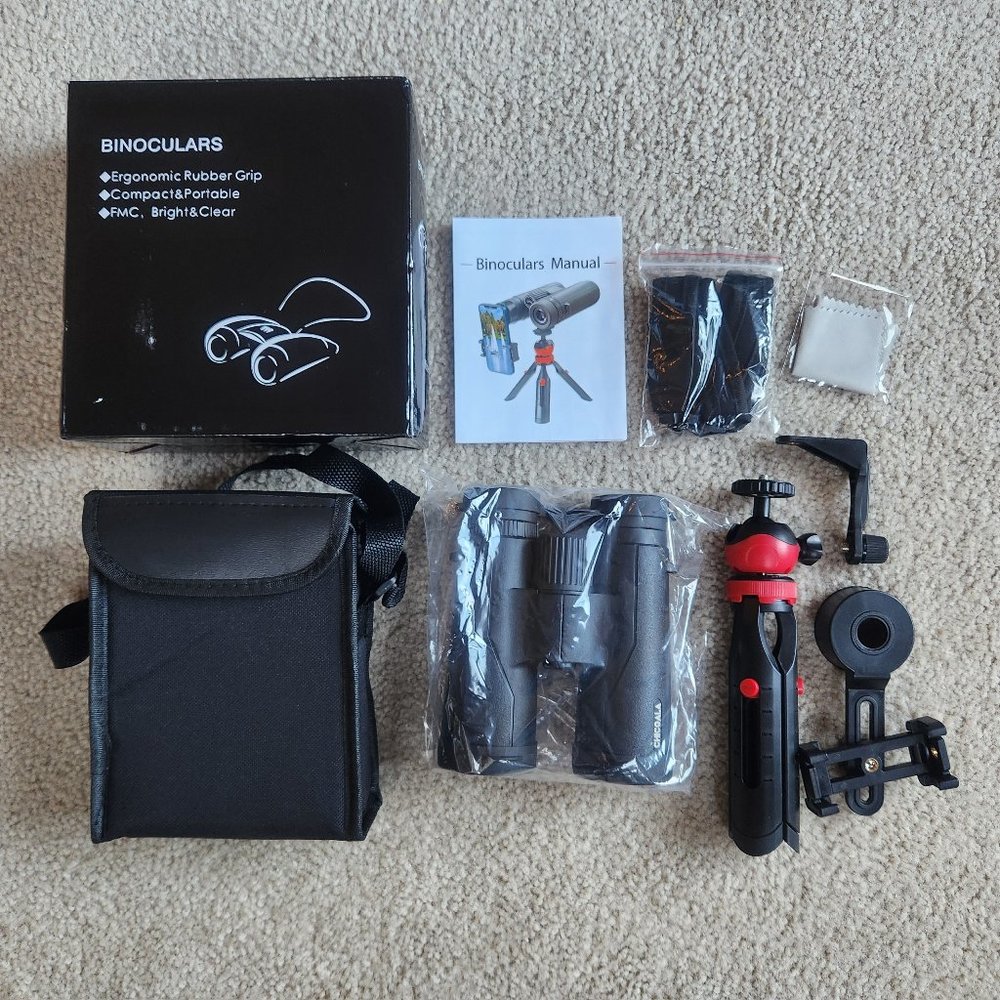 NEW 12x42 Binocular set with case, tripod, and phone adapter